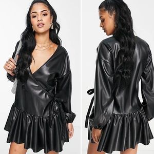 ASOS Black Faux Leather Mini Dress